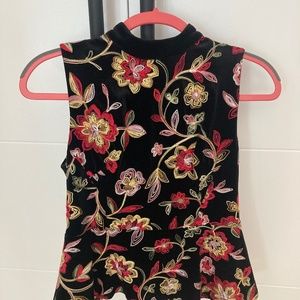 Eva Franco crushed velvet peplum with embroidery.